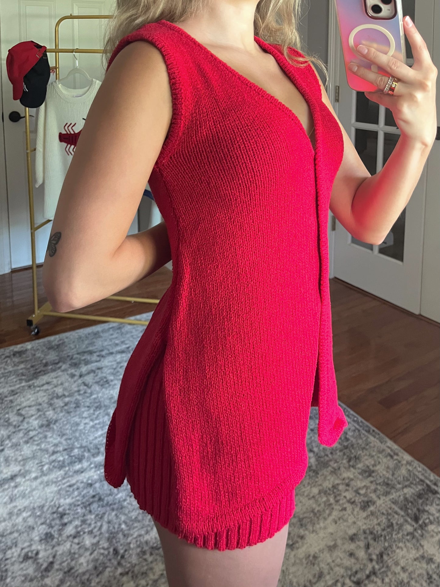 Red Hot Knitted Short Set